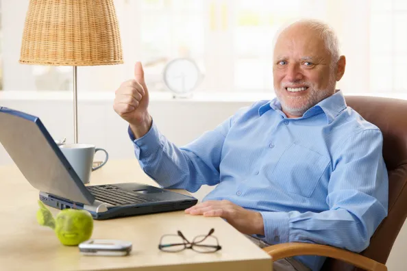 Hide the Pain Harold vor dem PC